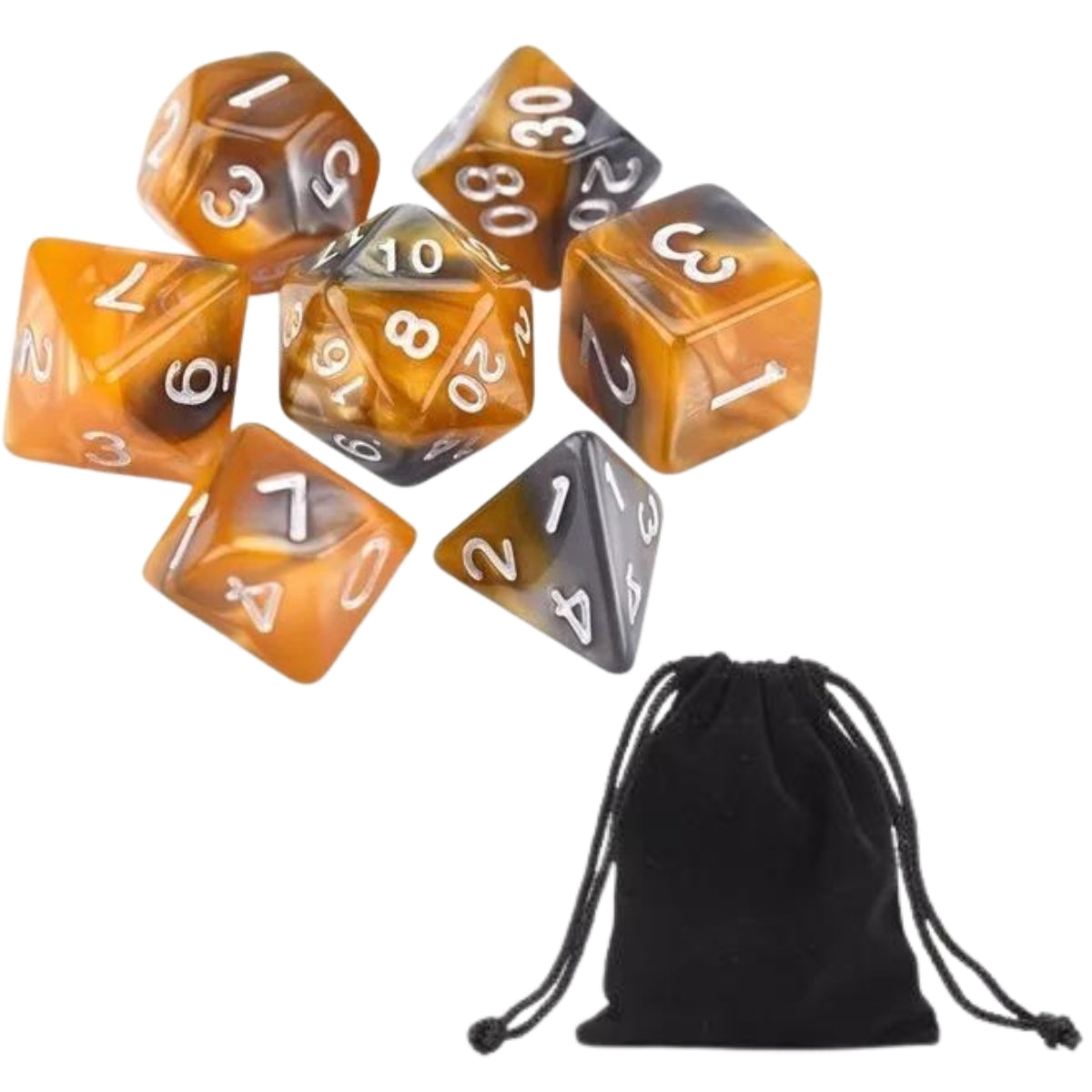 Conjunto de Dados para Rpg Marrom com Cinza com N° Branco Conjunto de Dados para Rpg Marrom com Cinza com N° Branco